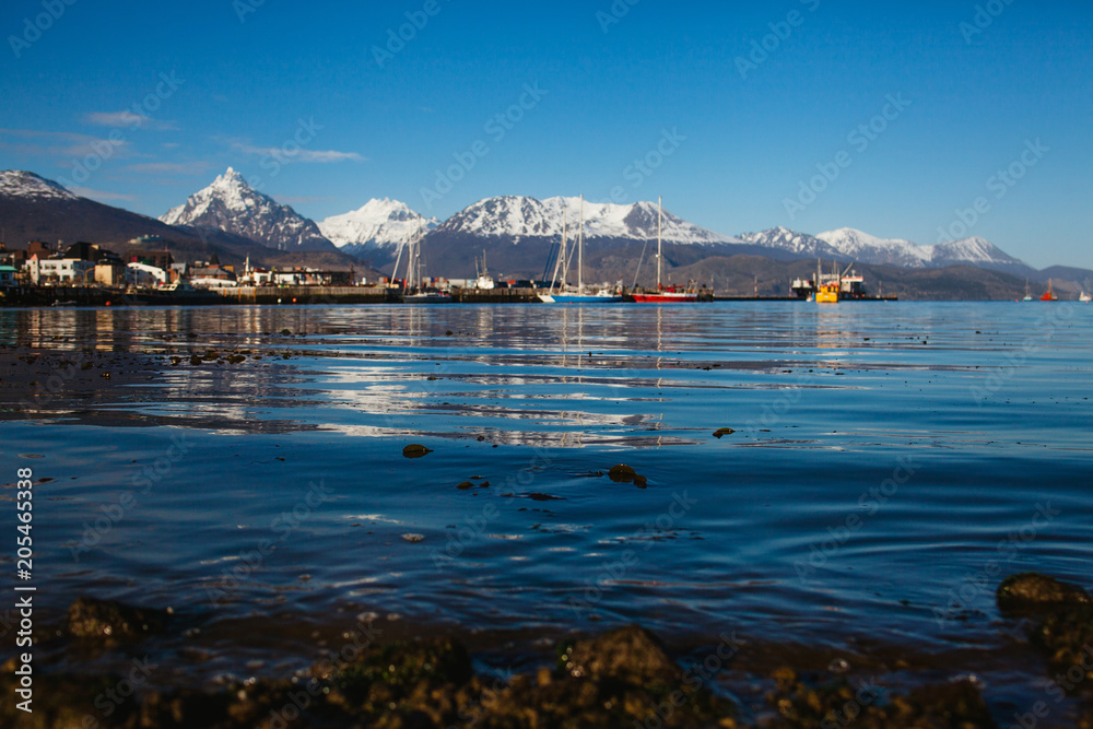 Naklejka premium Ushuaia capital of Tierra del Fuego Argentina landscape