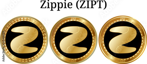 Set of physical golden coin Zippie (ZIPT)