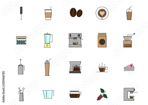 flat icons coffee set