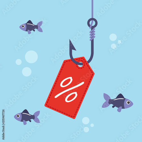 Label on fishing hook