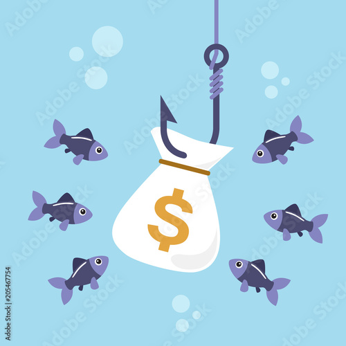 Money bag on fishing hook