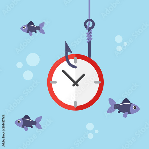 Clock on fishing hook