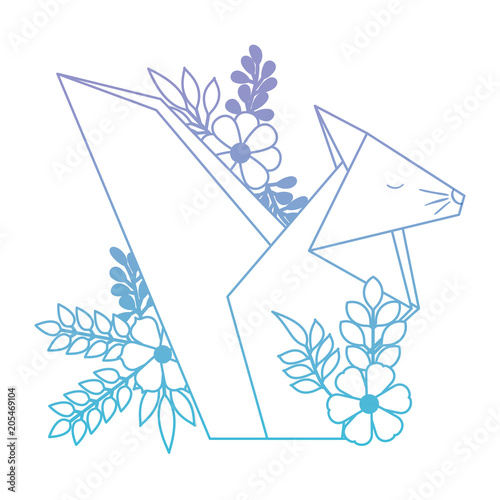 chipmunk origami paper with floral decoration vector illustration design