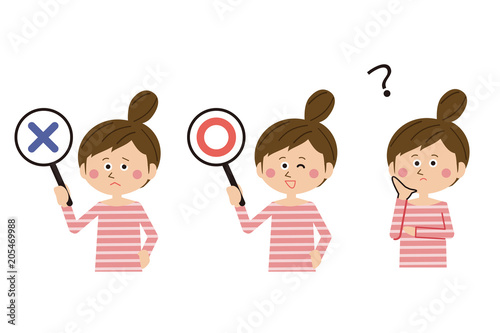 ポップな女性　〇×ハテナ