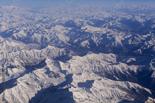 Nice of bird eye view of Himalaya range on the way to Leh Ladakh india. © rueangrit