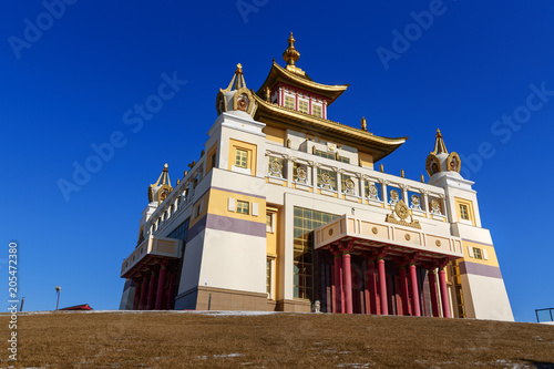 Buddhist complex Golden Abode of Buddha Shakyamuni in spring. Elista. Russia photo