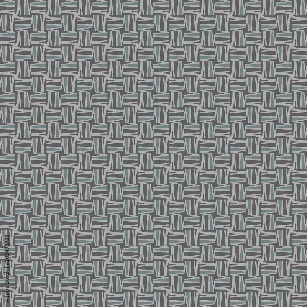 Gray Geometric pattern in repeat. Fabric print. Seamless background, mosaic ornament, ethnic style. 