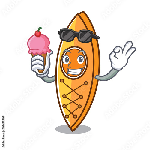 With ice cream canoe character cartoon style