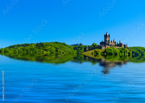 Castle from the river side.  castle and a pond