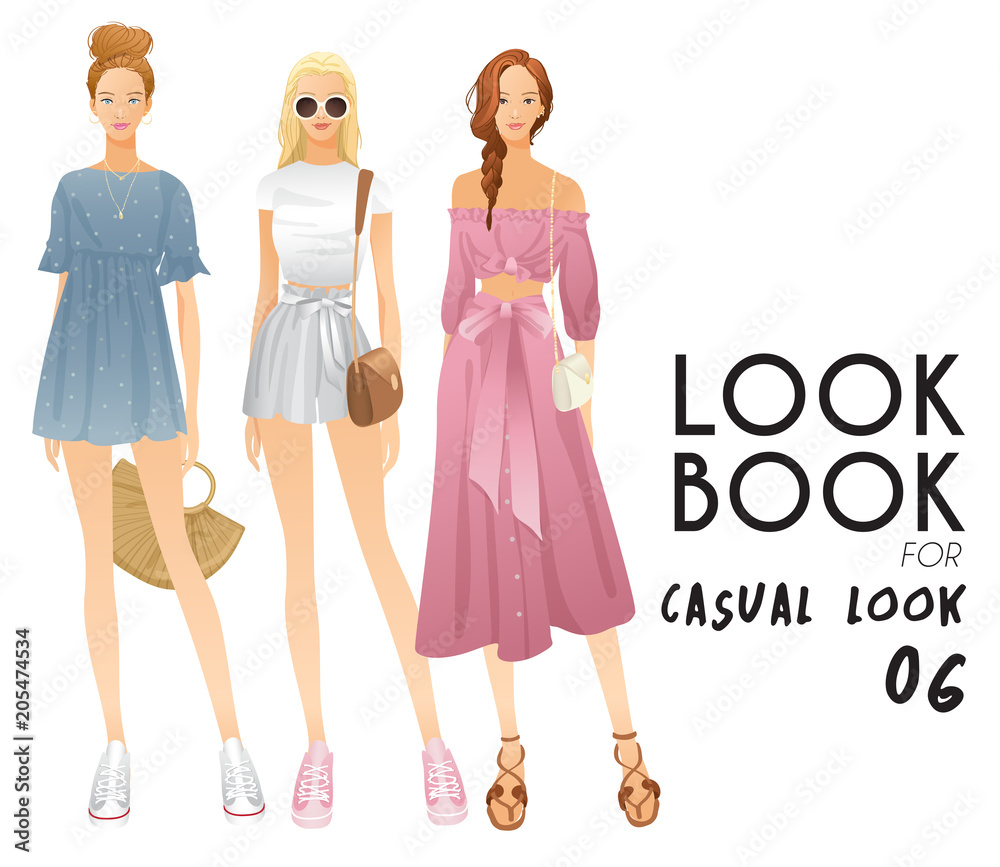 Body Template with Outfits and Accessories for Casual Look : Vector Illustration Body Template with Outfits and Accessories for Casual Look : Vector Illustration