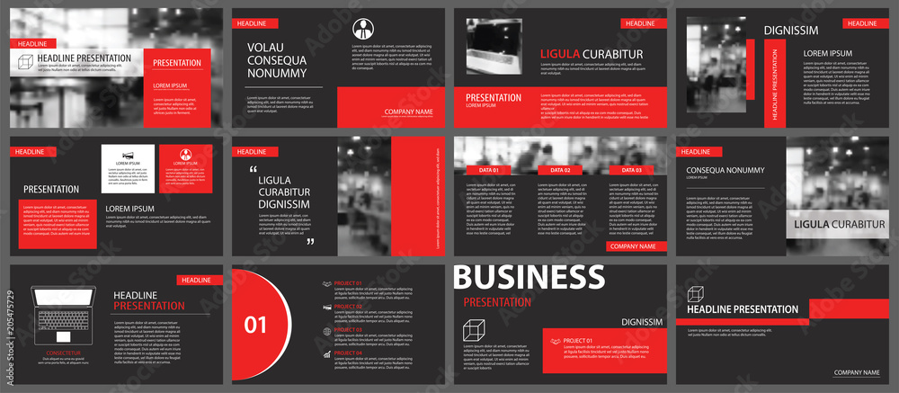 Red and black slide presentation templates background. Infographic business elements. Use for flyer, brochure, leaflet, corporate, marketing, advertising, annual report, banner modern style.