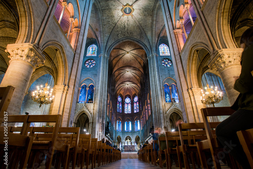 PARIS, FRANCE - February 15, 2018 : Interior of the  Notre Dame de Paris. France photo