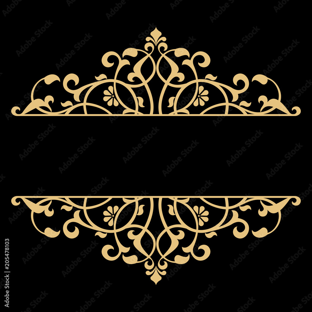 Vintage gold frame background. Graphic vector design. Damask graphic