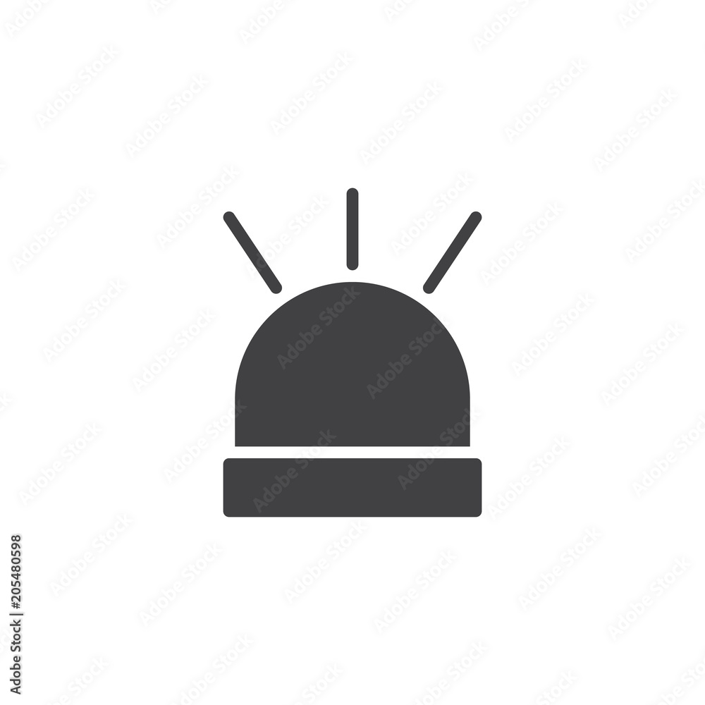 Flasher siren vector icon. filled flat sign for mobile concept and web design. Alarm signal simple solid icon. Symbol, logo illustration. Pixel perfect vector graphics Flasher siren vector icon. filled flat sign for mobile concept and web design. Alarm signal simple solid icon. Symbol, logo illustration. Pixel perfect vector graphics
