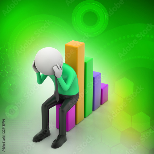 Business man sitting the financial graph