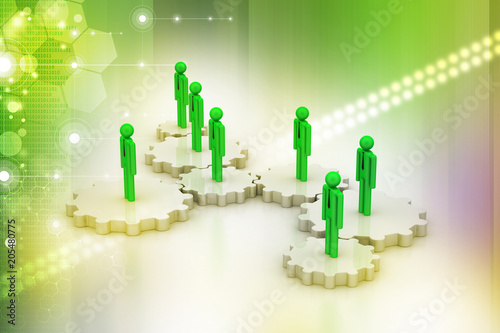 3d people in gear, team work concept