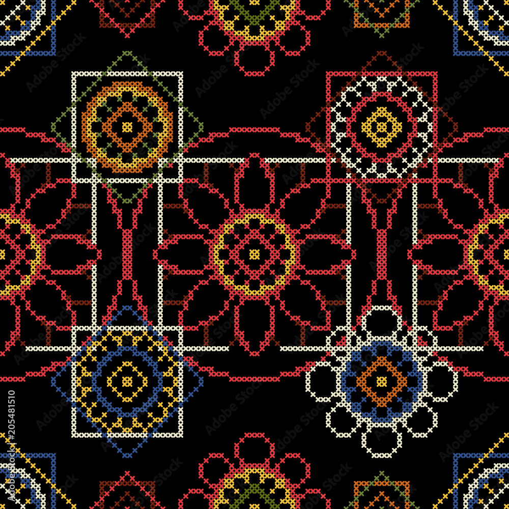 Texture embroidery winter flowers.