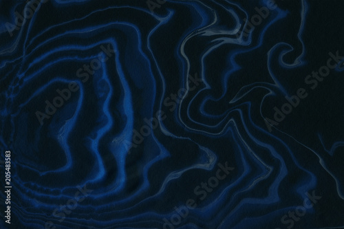 Tableau sur toile Suminagashi marble texture hand painted with black ink