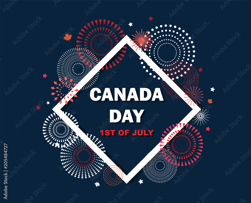 Celebrate banner of the national day of Canada. Happy independence day card.