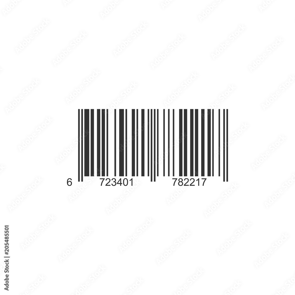 Realistic barcode icon with digital code numbers