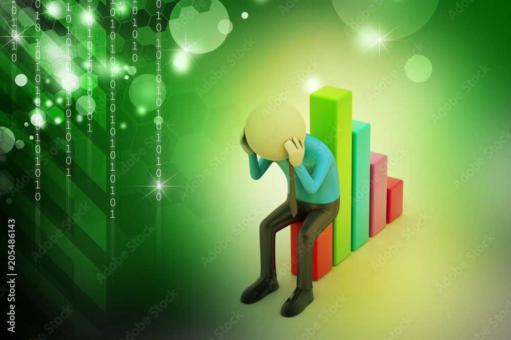 Business man sitting the financial graph Business man sitting the financial graph