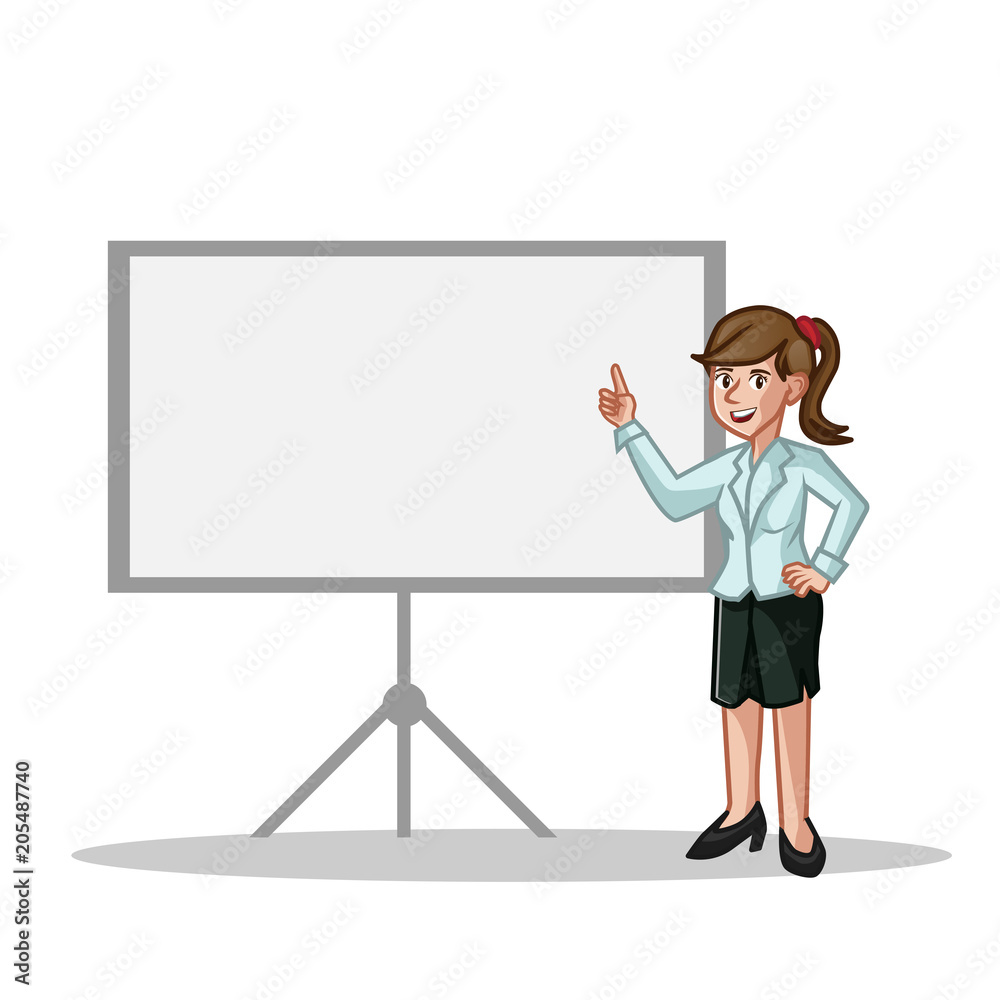 Business woman presentation whiteboard vector
