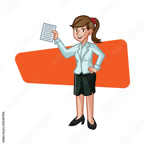 Business woman holding a paper vector