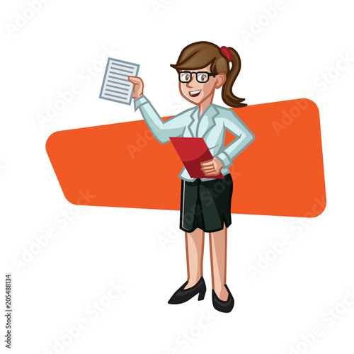Business woman holding a paper vector
