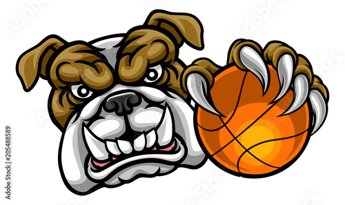 Bulldog Holding Basketball Ball Sports Mascot
