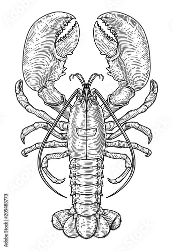 Lobster Vintage Style Woodcut