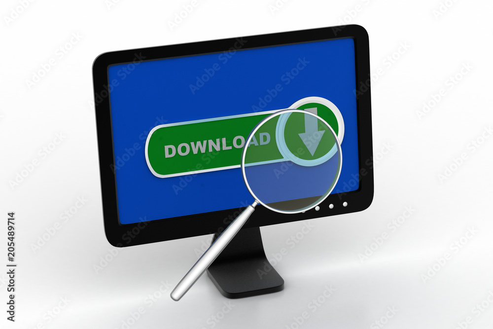 Download icon searching the computer through magnifier Download icon searching the computer through magnifier