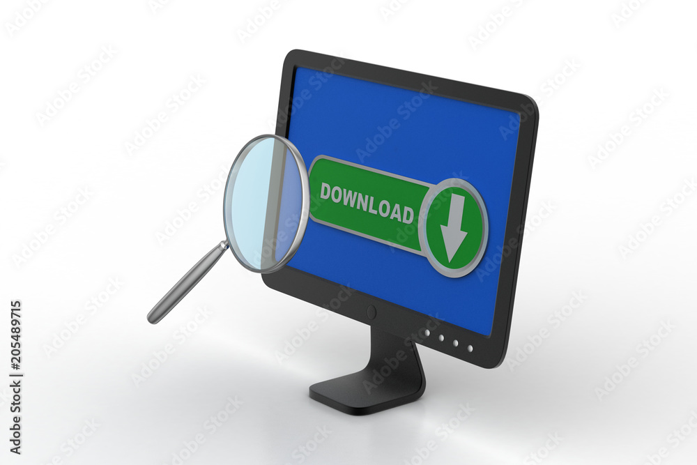 Download icon searching the computer through magnifier Download icon searching the computer through magnifier