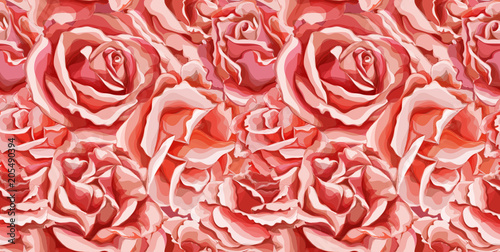 vector hand rose flower blossom seamless pattern