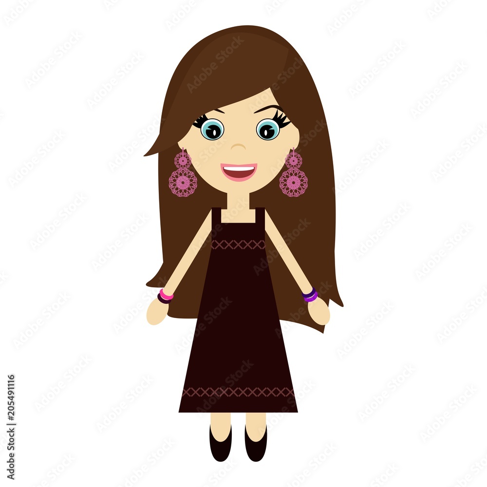 nice girl in ethnic style on white background nice girl in ethnic style on white background