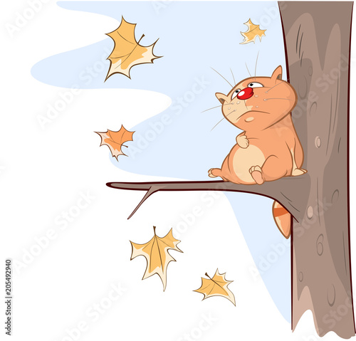 Illustration of a Cute Cat. Cartoon Character