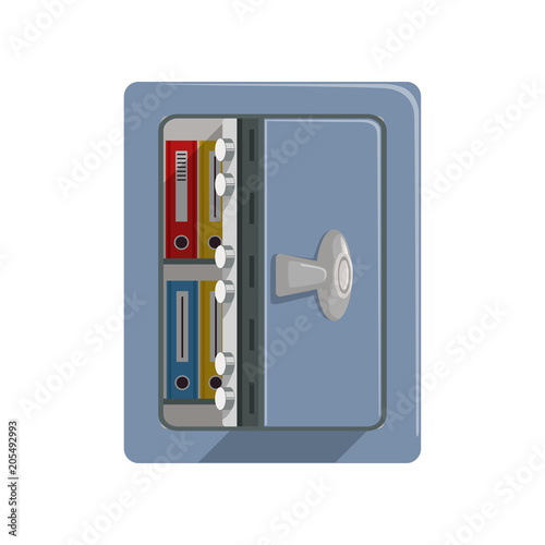 Opened metal armored safe box, safety business box cash secure protection concept vector Illustration