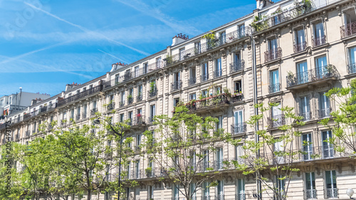Paris, beautiful building in the center, typical parisian facade 