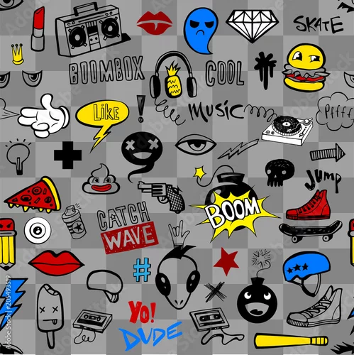 Tapety Wzór z gryzmoły nastolatki Hipsters