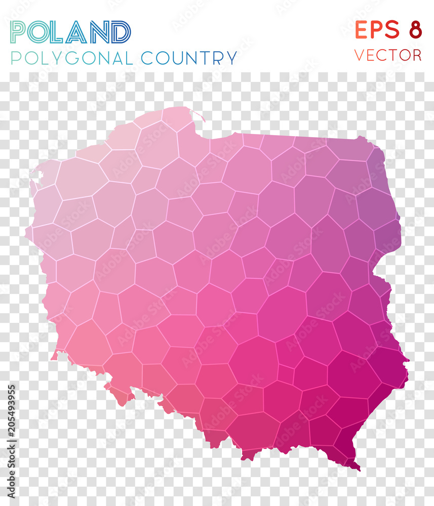Obraz premium Poland polygonal map, mosaic style country. Alluring low poly style, modern design. Poland polygonal map for infographics or presentation.