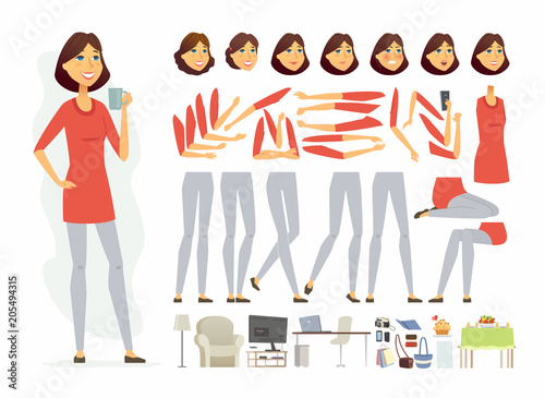 Pretty woman - vector cartoon people character constructor
