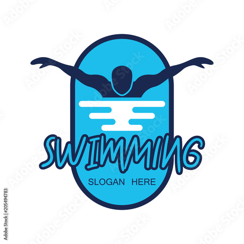 swimming logo with text space for your slogan / tag line, vector illustration