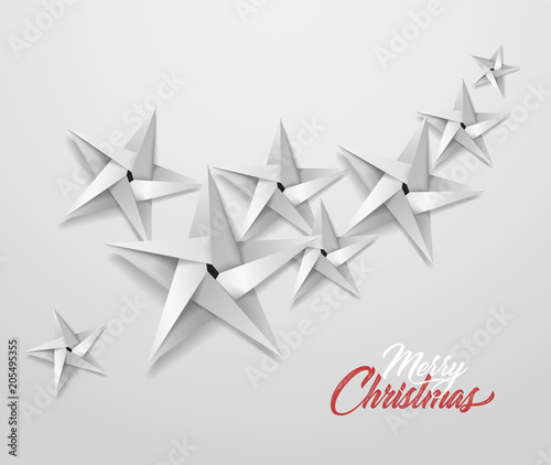 Fototapeta Naklejka Na Ścianę i Meble -  Vector origami paper christmas holiday star