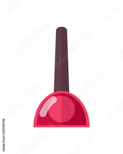 Glossy Bottle of Red Nail Polish with Cone Top
