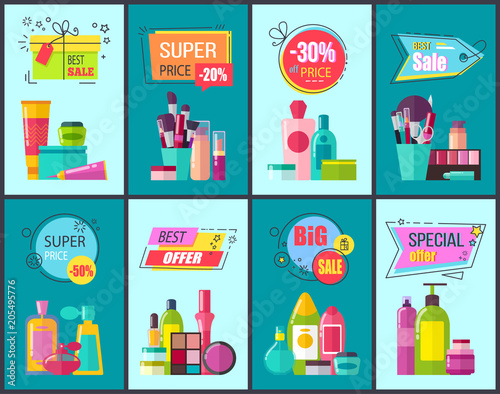 Best Sale and Super Price Set Vector Illustration