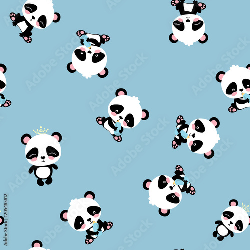 Fototapeta Naklejka Na Ścianę i Meble -  Cartoon panda seamless pattern