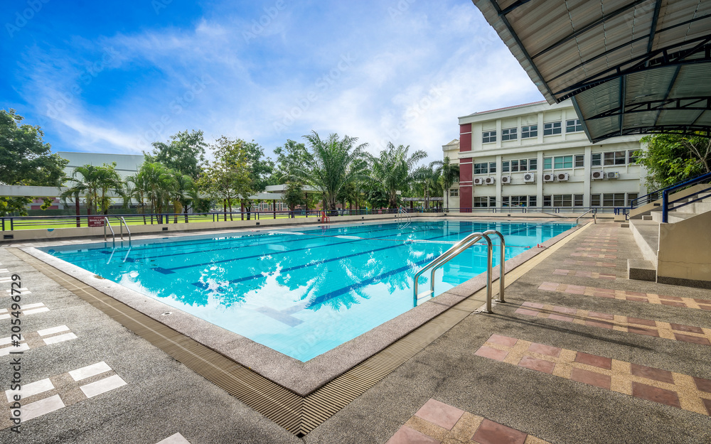 Swimming pool for competition in school, location is prestigious high school in Thailand.