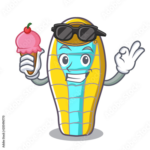 With ice cream sleeping bad character cartoon