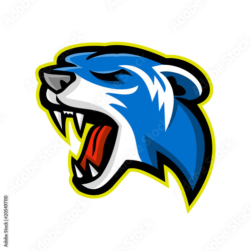 Mascot icon illustration of head of an polecat, weasel, stoat, ferret or mink viewed from side on isolated background in retro style.
