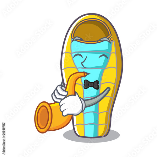 With trumpet sleeping bad mascot cartoon