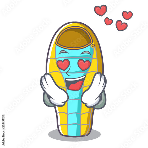 In love sleeping bad mascot cartoon